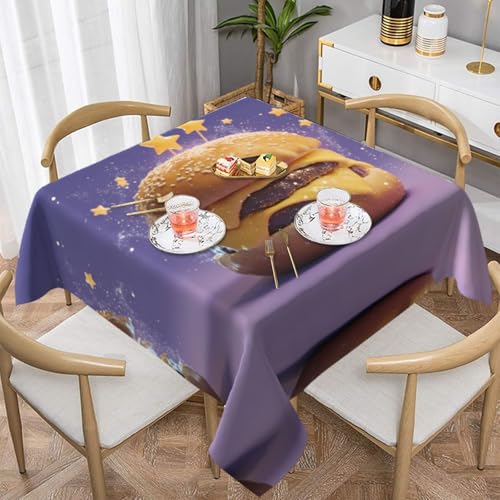 HHGFASD Quadratische Tischdecke mit Stern-Burger-Muster, 152,4 x 152,4 cm, wasserdicht, knitterfrei, wiederverwendbar, für Cafés, Buffet, Picknicks, Hochzeiten, Partys HHGFASD Quadratische Tischdecke mit Stern-Burger-Muster, 152,4 x 152,4 cm, wasserdicht, knitterfrei, wiederverwendbar, für Cafés, Buffet, Picknicks, Hochzeiten, Partys von HHGFASD