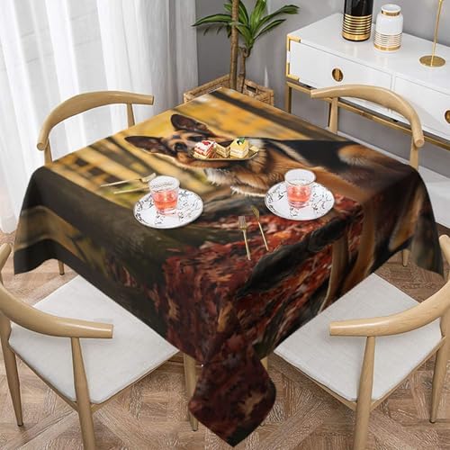 HHGFASD Quadratische Tischdecke mit intelligentem Schäferhund-Muster, 137,2 x 137,2 cm, wasserdicht, knitterfrei, wiederverwendbar, für Cafés, Buffet, Picknicks, Hochzeiten, Partys HHGFASD Quadratische Tischdecke mit intelligentem Schäferhund-Muster, 137,2 x 137,2 cm, wasserdicht, knitterfrei, wiederverwendbar, für Cafés, Buffet, Picknicks, Hochzeiten, Partys von HHGFASD