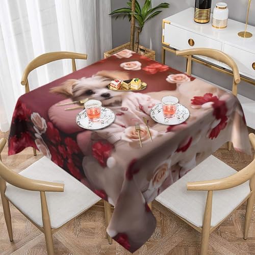 HHGFASD Quadratische Tischdecke mit niedlichem Welpenmuster, 152,4 x 152,4 cm, wasserdicht, knitterfrei, wiederverwendbar, für Cafés, Buffet, Picknicks, Hochzeiten, Partys HHGFASD Quadratische Tischdecke mit niedlichem Welpenmuster, 152,4 x 152,4 cm, wasserdicht, knitterfrei, wiederverwendbar, für Cafés, Buffet, Picknicks, Hochzeiten, Partys von HHGFASD