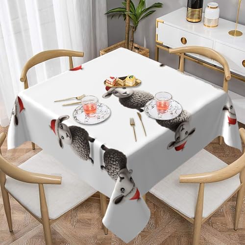 HHGFASD Quadratische Tischdecke mit weihnachtlichem Schaf-Muster, 152,4 x 152,4 cm, wasserdicht, knitterfrei, wiederverwendbar, für Cafés, Buffet, Picknicks, Hochzeiten, Partys HHGFASD Quadratische Tischdecke mit weihnachtlichem Schaf-Muster, 152,4 x 152,4 cm, wasserdicht, knitterfrei, wiederverwendbar, für Cafés, Buffet, Picknicks, Hochzeiten, Partys von HHGFASD