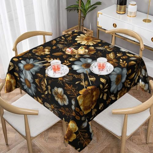 HHGFASD Quadratische dekorative Tischdecke mit Bienen auf Blumenmuster, 152,4 x 152,4 cm, wasserdicht, knitterfrei, wiederverwendbar, für Cafés, Buffet, Picknicks, Hochzeiten, Partys HHGFASD Quadratische dekorative Tischdecke mit Bienen auf Blumenmuster, 152,4 x 152,4 cm, wasserdicht, knitterfrei, wiederverwendbar, für Cafés, Buffet, Picknicks, Hochzeiten, Partys von HHGFASD