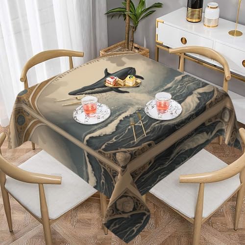 HHGFASD Quadratische dekorative Tischdecke mit Delfinmuster 152,4 x 152,4 cm, wasserdicht, knitterfrei, wiederverwendbar, für Cafés, Buffet, Picknicks, Hochzeiten, Partys HHGFASD Quadratische dekorative Tischdecke mit Delfinmuster 152,4 x 152,4 cm, wasserdicht, knitterfrei, wiederverwendbar, für Cafés, Buffet, Picknicks, Hochzeiten, Partys von HHGFASD