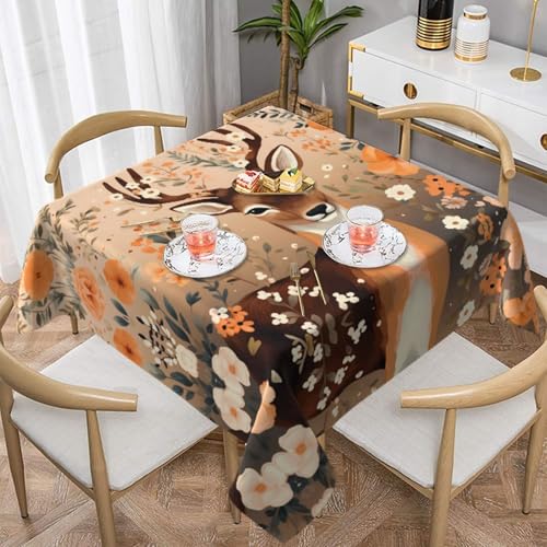 HHGFASD Quadratische dekorative Tischdecke mit Hirschmuster, 152,4 x 152,4 cm, wasserdicht, knitterfrei, wiederverwendbar, für Cafés, Buffet, Picknicks, Hochzeiten, Partys HHGFASD Quadratische dekorative Tischdecke mit Hirschmuster, 152,4 x 152,4 cm, wasserdicht, knitterfrei, wiederverwendbar, für Cafés, Buffet, Picknicks, Hochzeiten, Partys von HHGFASD