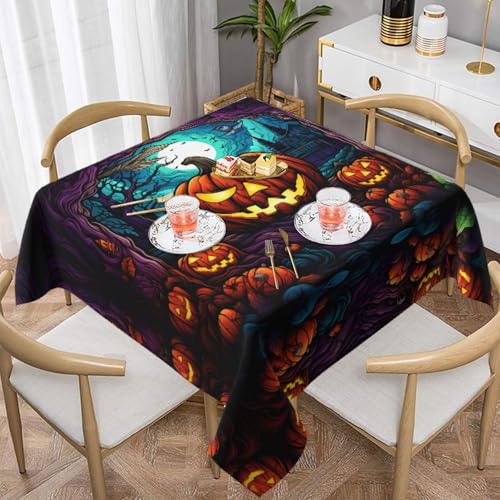 HHGFASD Quadratische dekorative Tischdecke mit Terror-Kürbis-Muster, 152,4 x 152,4 cm, wasserdicht, knitterfrei, wiederverwendbar, für Cafés, Buffet, Picknicks, Hochzeiten, Partys HHGFASD Quadratische dekorative Tischdecke mit Terror-Kürbis-Muster, 152,4 x 152,4 cm, wasserdicht, knitterfrei, wiederverwendbar, für Cafés, Buffet, Picknicks, Hochzeiten, Partys von HHGFASD