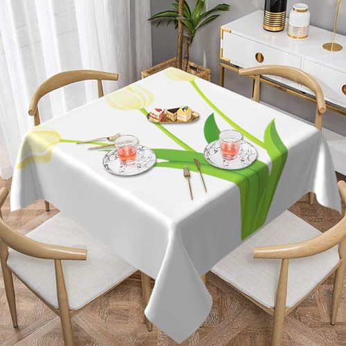 HHGFASD Quadratische dekorative Tischdecke mit Tulpenmuster, 137,2 x 137,2 cm, wasserdicht, knitterfrei, wiederverwendbar, für Cafés, Buffet, Picknicks, Hochzeiten, Partys HHGFASD Quadratische dekorative Tischdecke mit Tulpenmuster, 137,2 x 137,2 cm, wasserdicht, knitterfrei, wiederverwendbar, für Cafés, Buffet, Picknicks, Hochzeiten, Partys von HHGFASD