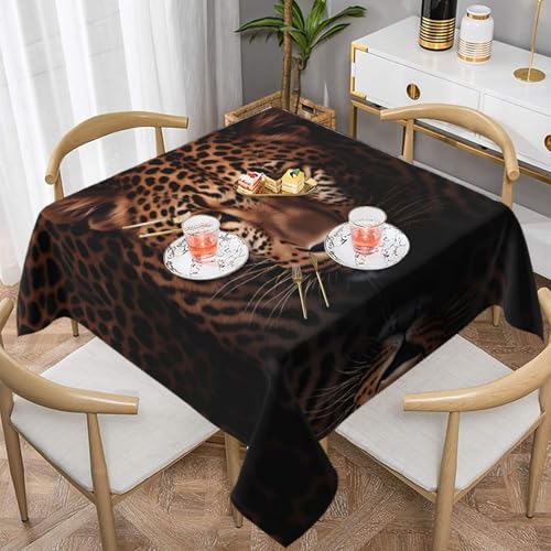 HHGFASD Quadratische dekorative Tischdecke mit wildem Leopardenmuster, 152,4 x 152,4 cm, wasserdicht, knitterfrei, wiederverwendbar, für Cafés, Buffet, Picknicks, Hochzeiten, Partys HHGFASD Quadratische dekorative Tischdecke mit wildem Leopardenmuster, 152,4 x 152,4 cm, wasserdicht, knitterfrei, wiederverwendbar, für Cafés, Buffet, Picknicks, Hochzeiten, Partys von HHGFASD