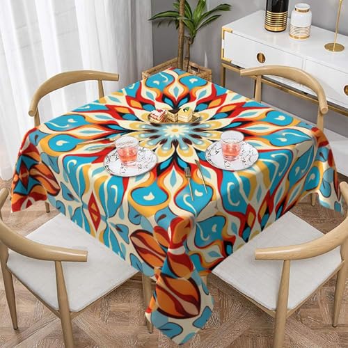 HHGFASD Runde dekorative Tischdecke, abstraktes Blütenmuster, quadratisch, 152,4 x 152,4 cm, wasserdicht, knitterfrei, wiederverwendbar, für Cafés, Buffet, Picknicks, Hochzeiten, Partys HHGFASD Runde dekorative Tischdecke, abstraktes Blütenmuster, quadratisch, 152,4 x 152,4 cm, wasserdicht, knitterfrei, wiederverwendbar, für Cafés, Buffet, Picknicks, Hochzeiten, Partys von HHGFASD