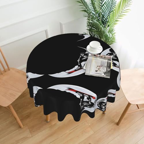 HHGFASD Runde dekorative Tischdecke mit Drift-Skelett-Muster, 152,4 cm, für Innen- und Außenbereich, Partys, Hochzeiten von HHGFASD