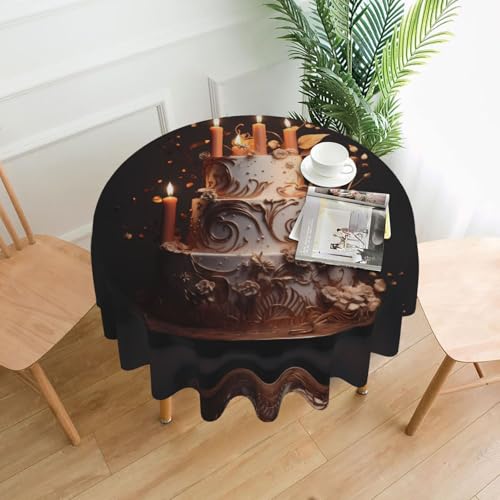 HHGFASD Runde dekorative Tischdecke mit Kerzen auf dem Kuchen, 152,4 cm, für Essen im Innen- und Außenbereich, Partys, Hochzeiten HHGFASD Runde dekorative Tischdecke mit Kerzen auf dem Kuchen, 152,4 cm, für Essen im Innen- und Außenbereich, Partys, Hochzeiten von HHGFASD
