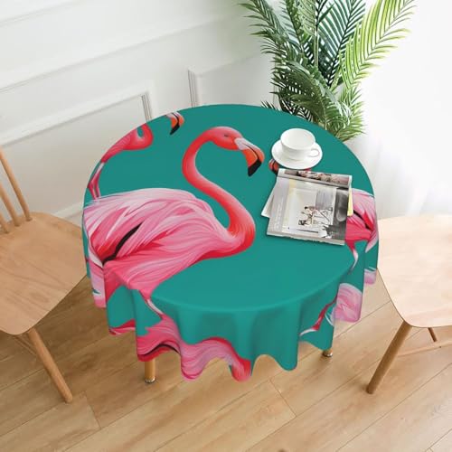 HHGFASD Runde dekorative Tischdecke mit niedlichem Flamingo-Muster, 152,4 cm, für Innen- und Außenbereich, Partys, Hochzeiten von HHGFASD