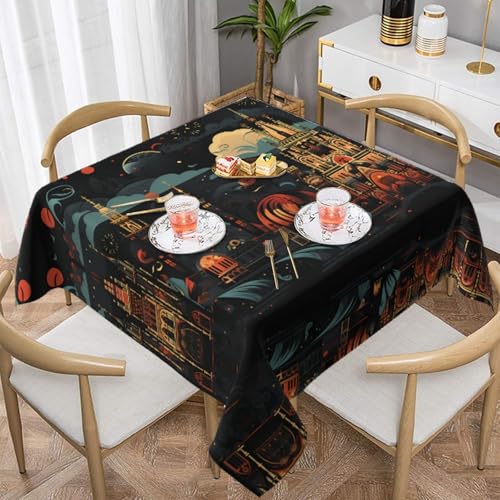 HHGFASD small towns Tischdecke, quadratisch, dekorativ, 152,4 x 152,4 cm, wasserdicht, knitterfrei, wiederverwendbar, für Cafés, Buffet, Picknicks, Hochzeiten, Partys HHGFASD small towns Tischdecke, quadratisch, dekorativ, 152,4 x 152,4 cm, wasserdicht, knitterfrei, wiederverwendbar, für Cafés, Buffet, Picknicks, Hochzeiten, Partys von HHGFASD
