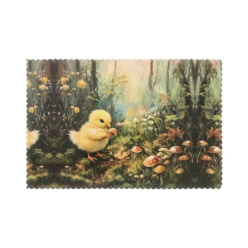 Platzsets für den Esstisch, 30,5 x 45,7 cm, HHGFASD Huhn-Pilz-Muster für Hotel, Familienbankett, 6 Stück Platzsets für den Esstisch, 30,5 x 45,7 cm, HHGFASD Huhn-Pilz-Muster für Hotel, Familienbankett, 6 Stück von HHGFASD