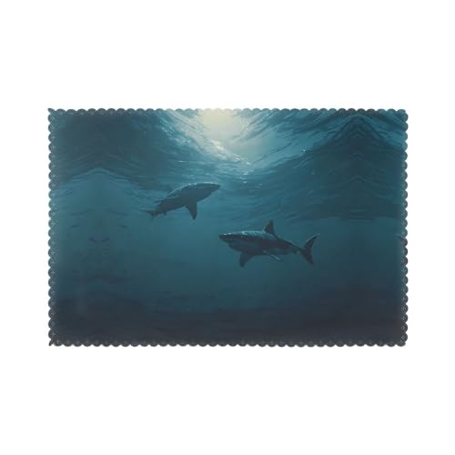 Tischsets für Esstisch, 30,5 x 45,7 cm, Motiv: HHGFASD Haie im Meer, für Hotel-Familienbankett, 6 Stück Tischsets für Esstisch, 30,5 x 45,7 cm, Motiv: HHGFASD Haie im Meer, für Hotel-Familienbankett, 6 Stück von HHGFASD