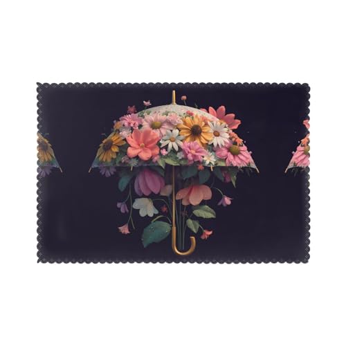 Tischsets für den Esstisch, 30,5 x 45,7 cm, HHGFASD Blütenblätter auf Regenschirm, Muster für Hotel-Familienbankett, 6 Stück Tischsets für den Esstisch, 30,5 x 45,7 cm, HHGFASD Blütenblätter auf Regenschirm, Muster für Hotel-Familienbankett, 6 Stück von HHGFASD