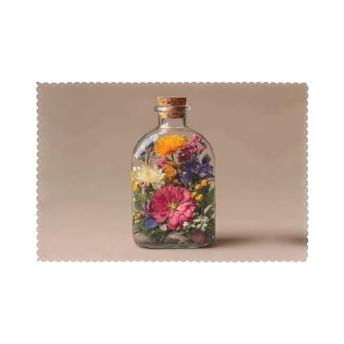 Tischsets für den Esstisch, 30,5 x 45,7 cm, HHGFASD Blütenblätter in einer Flasche, Muster für Hotel, Familienbankett, 6 Stück Tischsets für den Esstisch, 30,5 x 45,7 cm, HHGFASD Blütenblätter in einer Flasche, Muster für Hotel, Familienbankett, 6 Stück von HHGFASD