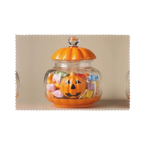 Tischsets für den Esstisch, 30,5 x 45,7 cm, HHGFASD Halloween, Kürbis, Bonbonglas, Muster für Hotel, Familie, Bankett, 6 Stück Tischsets für den Esstisch, 30,5 x 45,7 cm, HHGFASD Halloween, Kürbis, Bonbonglas, Muster für Hotel, Familie, Bankett, 6 Stück von HHGFASD