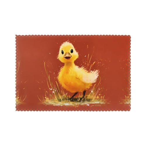 Tischsets für den Esstisch, 30,5 x 45,7 cm, HHGFASD "Happy Little Yellow Dute", für Hotel-Familienbankett, 6 Stück Tischsets für den Esstisch, 30,5 x 45,7 cm, HHGFASD "Happy Little Yellow Dute", für Hotel-Familienbankett, 6 Stück von HHGFASD