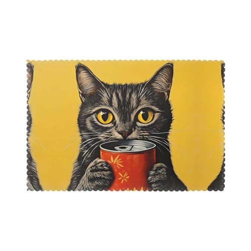 Tischsets für den Esstisch, 30,5 x 45,7 cm, HHGFASD Kätzchen, essende Konserven, Muster für Hotel, Familienbankett, 6 Stück Tischsets für den Esstisch, 30,5 x 45,7 cm, HHGFASD Kätzchen, essende Konserven, Muster für Hotel, Familienbankett, 6 Stück von HHGFASD