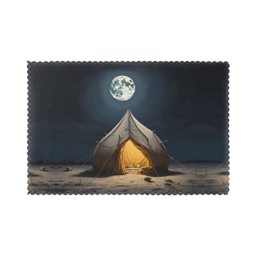 Tischsets für den Esstisch, 30,5 x 45,7 cm, HHGFASD Moonlight, Reisemuster für Hotel, Familienbankett, 6 Stück Tischsets für den Esstisch, 30,5 x 45,7 cm, HHGFASD Moonlight, Reisemuster für Hotel, Familienbankett, 6 Stück von HHGFASD