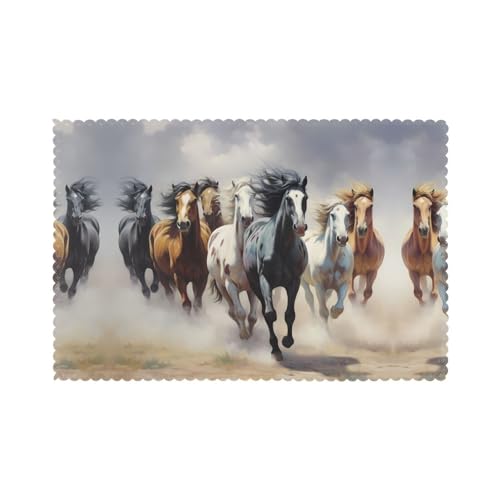 Tischsets für den Esstisch, 30,5 x 45,7 cm, HHGFASD Pferde im Tornado-Muster, für Hotel-Familienbankett, 6 Stück Tischsets für den Esstisch, 30,5 x 45,7 cm, HHGFASD Pferde im Tornado-Muster, für Hotel-Familienbankett, 6 Stück von HHGFASD
