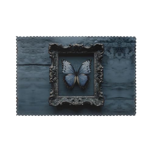 Tischsets für den Esstisch, 30,5 x 45,7 cm, HHGFASD Schmetterlinge im Bilderrahmen, Muster für Hotel-Familienbankett, 6 Stück Tischsets für den Esstisch, 30,5 x 45,7 cm, HHGFASD Schmetterlinge im Bilderrahmen, Muster für Hotel-Familienbankett, 6 Stück von HHGFASD