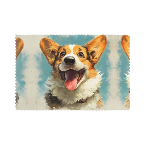 Tischsets für den Esstisch, 30,5 x 45,7 cm, HHGFASD Smiling Little Corgi-Muster, für Hotel-Familienbankett, 6 Stück Tischsets für den Esstisch, 30,5 x 45,7 cm, HHGFASD Smiling Little Corgi-Muster, für Hotel-Familienbankett, 6 Stück von HHGFASD