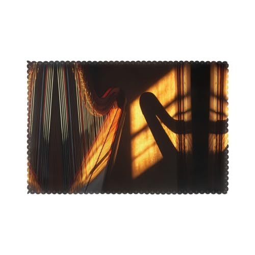 Tischsets für den Esstisch, 30,5 x 45,7 cm, HHGFASD Strings, Licht- und Schattenmuster, für Hotel-Familienbankett, 6 Stück von HHGFASD