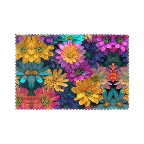 Tischsets für den Esstisch, 30,5 x 45,7 cm, HHGFASD buntes Blumenmuster, für Hotel, Familienbankett, 6 Stück Tischsets für den Esstisch, 30,5 x 45,7 cm, HHGFASD buntes Blumenmuster, für Hotel, Familienbankett, 6 Stück von HHGFASD