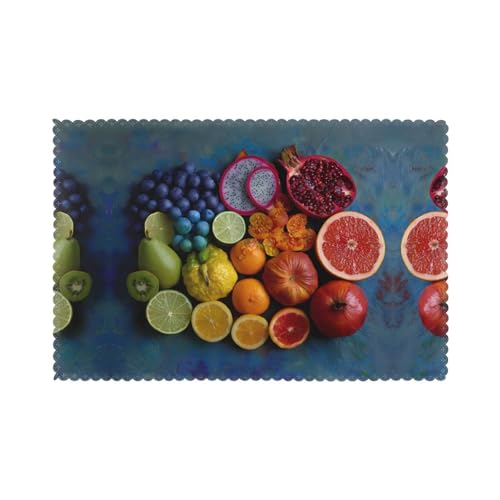 Tischsets für den Esstisch, 30,5 x 45,7 cm, HHGFASD buntes Obstmuster, für Hotel, Familienbankett, 6 Stück Tischsets für den Esstisch, 30,5 x 45,7 cm, HHGFASD buntes Obstmuster, für Hotel, Familienbankett, 6 Stück von HHGFASD