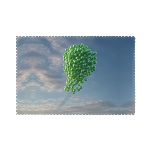 Tischsets für den Esstisch, 30,5 x 45,7 cm, HHGFASD fliegende grüne Luftballons, Muster für Hotel, Familienbankett, 6 Stück Tischsets für den Esstisch, 30,5 x 45,7 cm, HHGFASD fliegende grüne Luftballons, Muster für Hotel, Familienbankett, 6 Stück von HHGFASD
