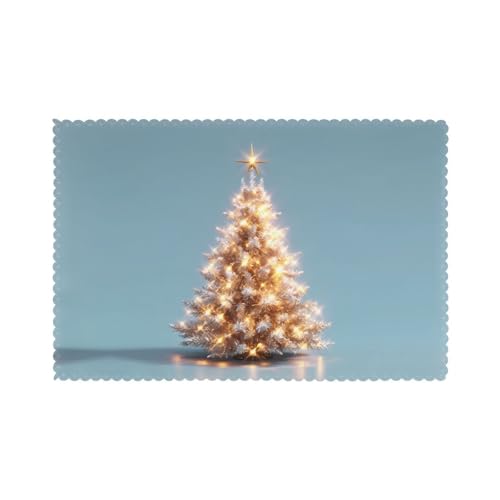Tischsets für den Esstisch, 30,5 x 45,7 cm, HHGFASD glitzerndes Weihnachtsbaum-Muster, für Hotel-Familienbankett, 6 Stück Tischsets für den Esstisch, 30,5 x 45,7 cm, HHGFASD glitzerndes Weihnachtsbaum-Muster, für Hotel-Familienbankett, 6 Stück von HHGFASD