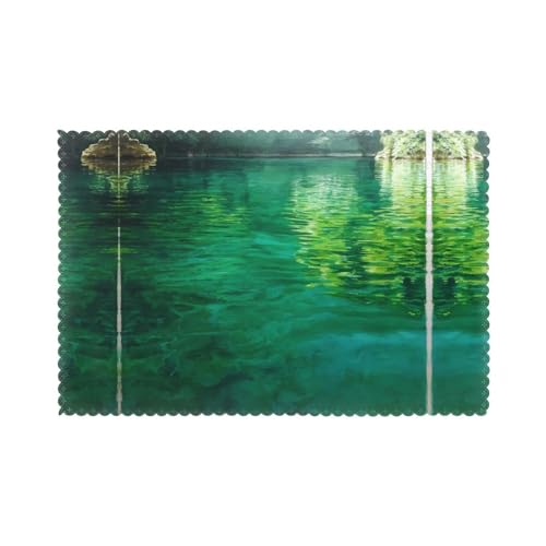 Tischsets für den Esstisch, 30,5 x 45,7 cm, HHGFASD grünes See-Wasser-Muster, für Hotel-Familienbankett, 6 Stück Tischsets für den Esstisch, 30,5 x 45,7 cm, HHGFASD grünes See-Wasser-Muster, für Hotel-Familienbankett, 6 Stück von HHGFASD