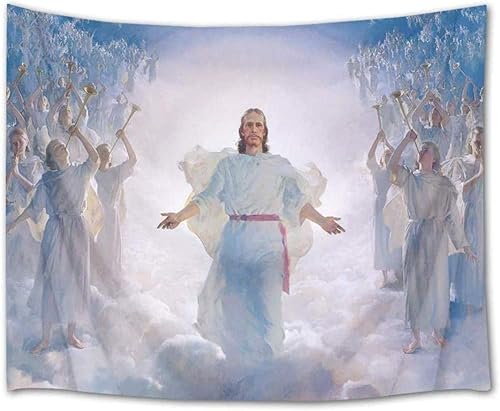 Bilddrucke 100 x 150 cm Herr Jesus Christus und Engel schmücken das Schlafzimmer und Wohnzimmer an der Wand des Wandteppichs, der im Himmel hängt von HHLSS