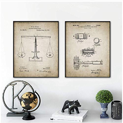 HHLSS Nordischer Stil 2x60x80cm ohne Rahmen Jurastudent Patent Blaupause Vintage Poster Justiz Richter Richter Drucke Büro Dekor von HHLSS