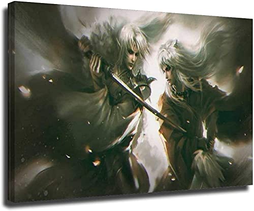 HHLSS Wandbild 70x90cm Rahmenlos Inuyasha Sesshomaru Anime Poster Dekorative Malerei Leinwand Wandkunst Wohnzimmer Poster Schlafzimmer Malerei von HHLSS