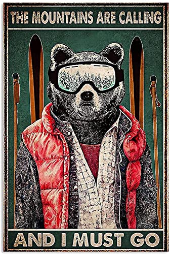 HHLSS Wandbilder 50x70cm kein Rahmen Retro Skiing The Mountains Are Calling I Must Go Posters Ski Canvas Wall Art Pictures for Living Room Decor von HHLSS