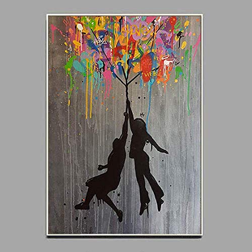 HHLSS Wunderschönes Bild 40x50cm ohne Rahmen Banksy Art Street Aquarell Graffiti Abstrakte Poster Abstrakte Bilder für Wohnzimmer Wohnkultur von HHLSS