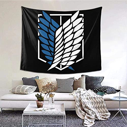 HHLSS Wandbehang 150 x 250 cm Attack on Titan Tapisserie Wandbehang Tagesdecke Anime Wandverkleidung Polyesterfaser Strandmatte Heimdekoration von HHLSS
