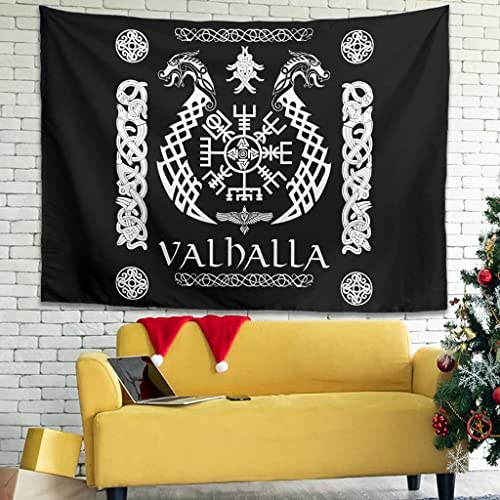 Wandbild, 150 x 200 cm Zigeuner, Wikinger, Vegvisir, Drache, Odin, Rabe, keltischer Knoten, Wandteppich, Fantasie-Wandteppich, Strandüberwurf von HHLSS