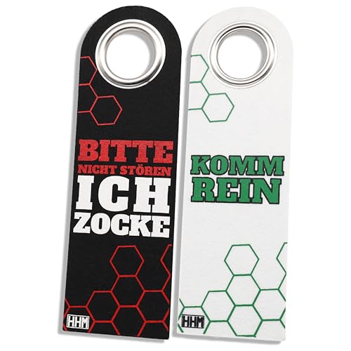 1 Stück HHM® Bitte nicht stören ich Zocke Schild Komm rein Schild Büro Gadgets - nicht stören Türschild aus Filz. Ideal als Zimmer Einrichtung oder Türschild im Büro von HHM