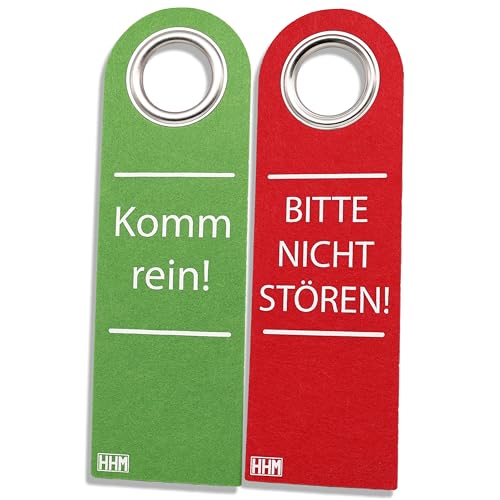 2 Stück HHM® bitte nicht stören Schild, Komm rein! Büro Gadgets - nicht stören Türschild aus Filz. Ideal als Zimmer Einrichtung oder Türschild im Büro von HHM