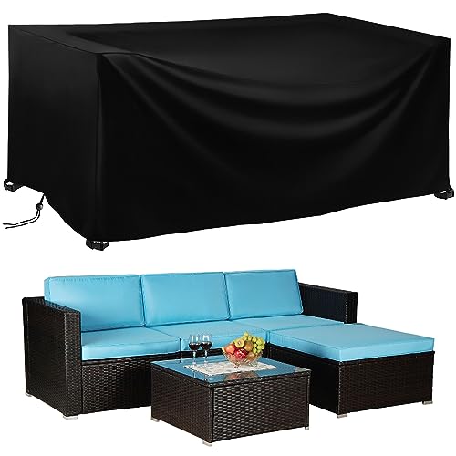 Abdeckung für Gartenmöbel,170x160x60cm Wasserdicht Abdeckplane Gartenmöbel Schwarz,420D Oxford Tischabdeckung Gartenmöbel Hüllen,Schneeschutz Wasserdicht Staubdicht Anti-UV,für Gartenmöbel,Rechteckig von HHMYSH
