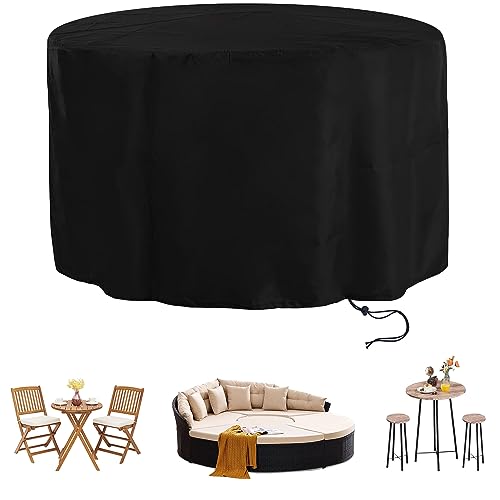 Gartenmöbel Abdeckung,75x75cm Schwarz Abdeckplane für Gartenmöbel Rund,420D Oxford Gewebe Schutzhülle Rund Gartentisch Abdeckung,Schneeschutz Wasserdicht Anti-UV,für Gartentisch Sitzgruppe Möbelsets von HHMYSH