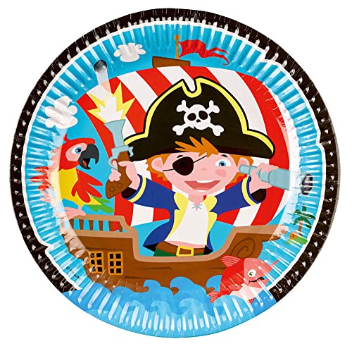 HHO Pirat-Seeräuber-Pirates Pappteller 8 Stück - Größe: ca. 23cm von HHO