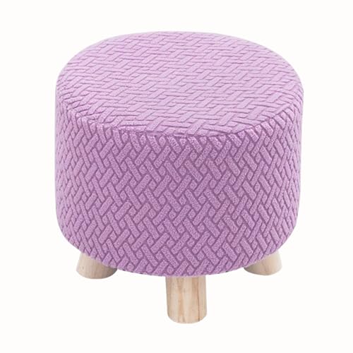 HHONGWYT Rund Ottomane Schonbezug Hockerbezug Klein 28cm x 18cm Hocker Husse für Fußhocker Stretch Bezug Ottomane Überzug Hocker Protector Waschbar Hockerabdeckung,Light Purple,2 Pieces von HHONGWYT