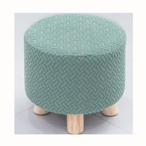 HHONGWYT Rund Ottomane Schonbezug Hockerbezug Klein 28cm x 18cm Hocker Husse für Fußhocker Stretch Bezug Ottomane Überzug Hocker Protector Waschbar Hockerabdeckung,Turquoise,2 Pieces von HHONGWYT