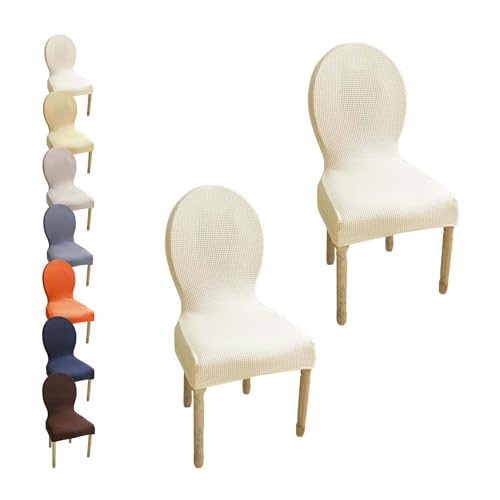 HHONGWYT Stretch Stuhlbezüge mit Runder Rückenlehne Nicht Universell Rund Rückenlehne Stuhlhussen Stuhlüberzug Ohne Armlehne Hölzern Stuhlschonbezug StuhlAbdeckung Waschbar,A1,2PCS von HHONGWYT