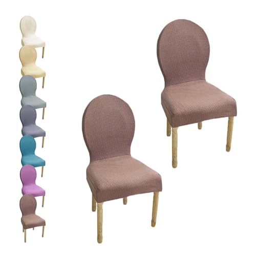 HHONGWYT Stretch Stuhlbezüge mit Runder Rückenlehne Nicht Universell Rund Rückenlehne Stuhlhussen Stuhlüberzug Ohne Armlehne Hölzern Stuhlschonbezug StuhlAbdeckung Waschbar,A10,2PCS von HHONGWYT