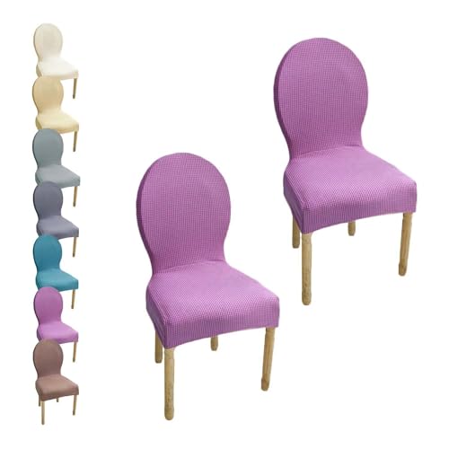 HHONGWYT Stretch Stuhlbezüge mit Runder Rückenlehne Nicht Universell Rund Rückenlehne Stuhlhussen Stuhlüberzug Ohne Armlehne Hölzern Stuhlschonbezug StuhlAbdeckung Waschbar,A13,2PCS von HHONGWYT