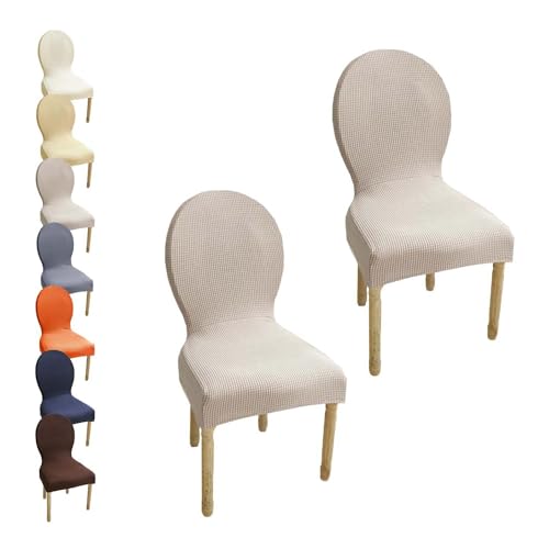 HHONGWYT Stretch Stuhlbezüge mit Runder Rückenlehne Nicht Universell Rund Rückenlehne Stuhlhussen Stuhlüberzug Ohne Armlehne Hölzern Stuhlschonbezug StuhlAbdeckung Waschbar,A2,2PCS von HHONGWYT